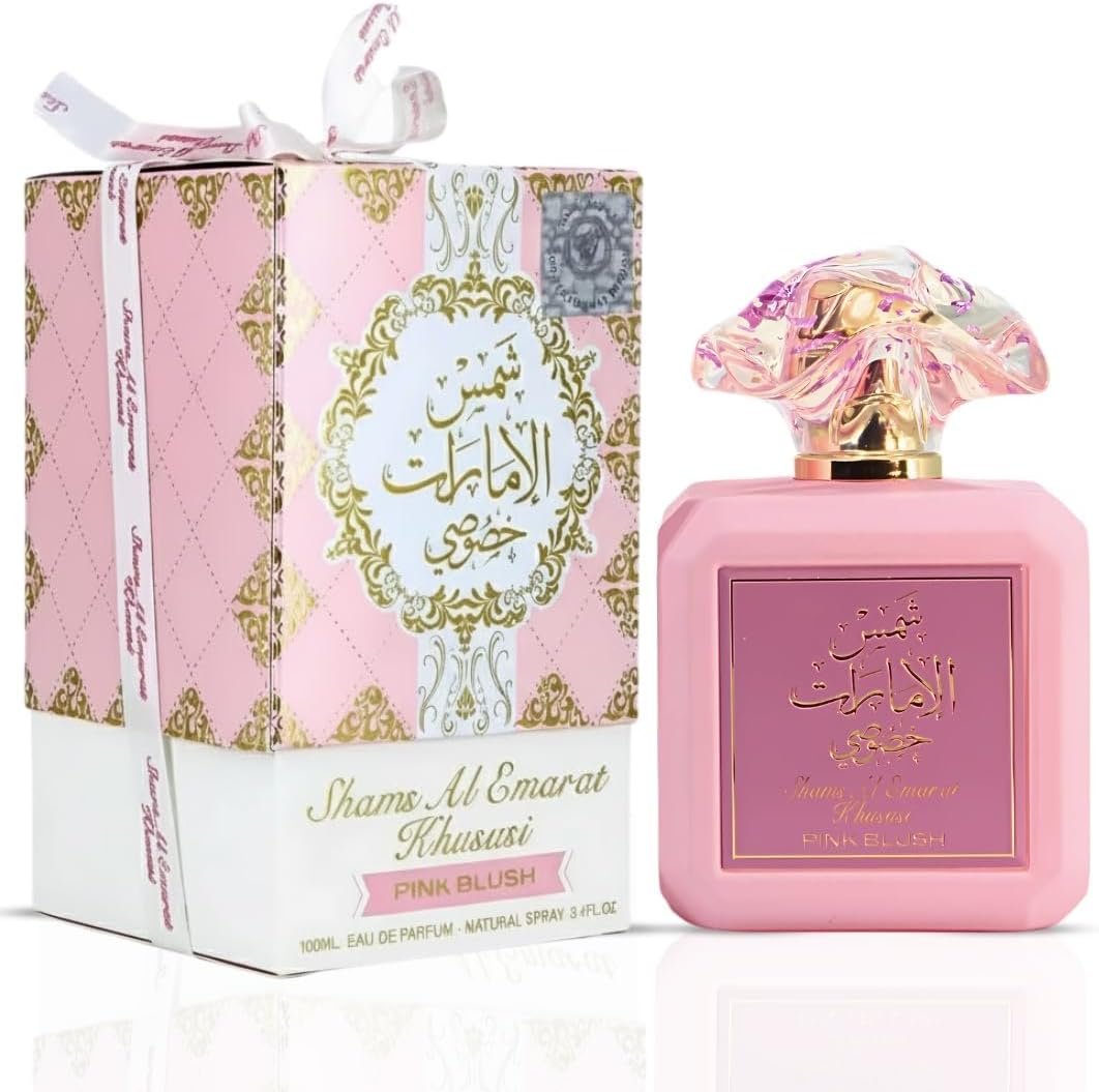 Ard al Zaafaran Pink Blush Shams Al Emarat Khususi, Marshmallow Blush Perfume For Women, Eau de Parfum - 100 ML (3.4 OZ) Romantic & Sweet Arabian Perfume - A Captivating Scent wrapped in Pink Bottle