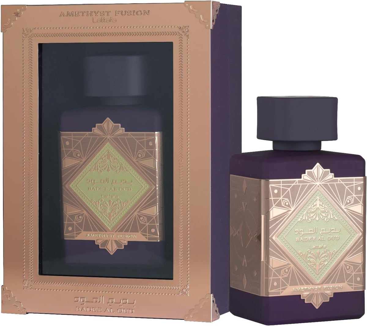 Lattafa Badee Al Oud Amethyst Fusion Eau de Parfum 100ml Unisex - Long Lasting Oriental Woody Perfume with Amaretto, Mandarin, Rum, Caramel, Patchouli, Vanilla & Sandalwood